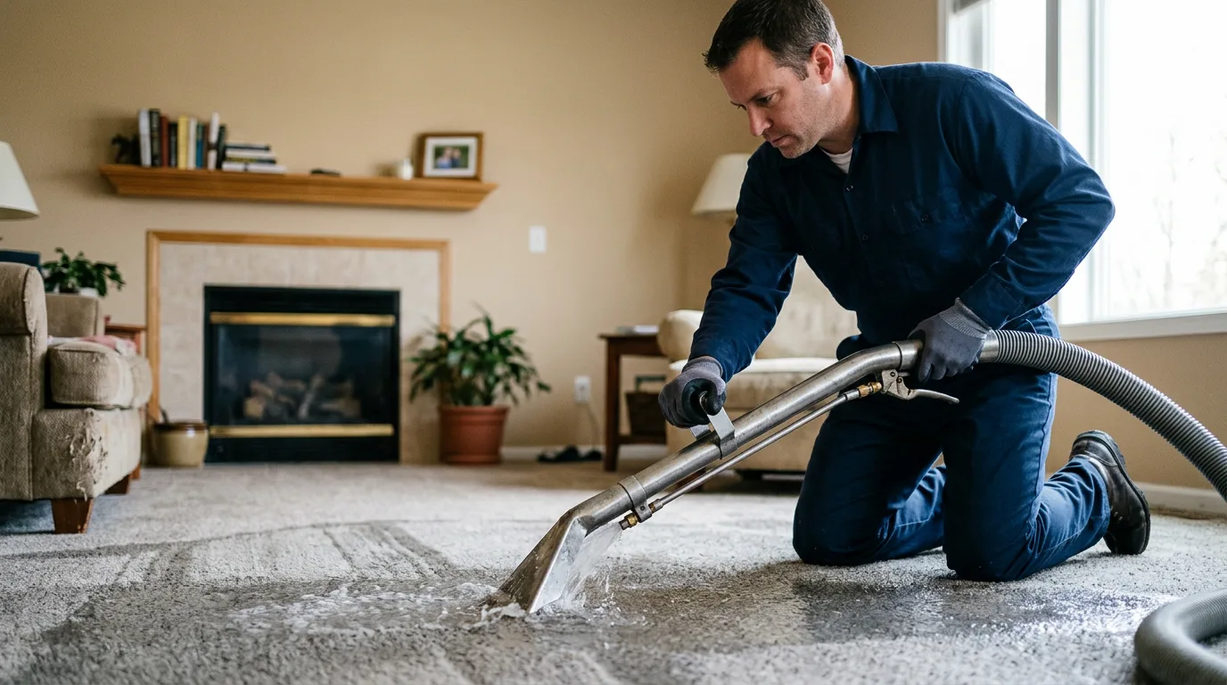 Water damage restoration technician working near Luxemburg, WI